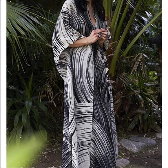 NEW Striped Kaftan Cover Up Dress - Picture 5 of 8